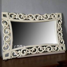 frame cermin persegi ukiran shabby ivory