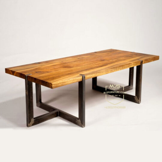 meja meeting kayu trembesi minimalis
