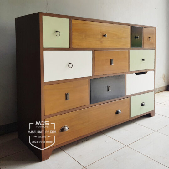 cabinet laci jati minimalis warna warni