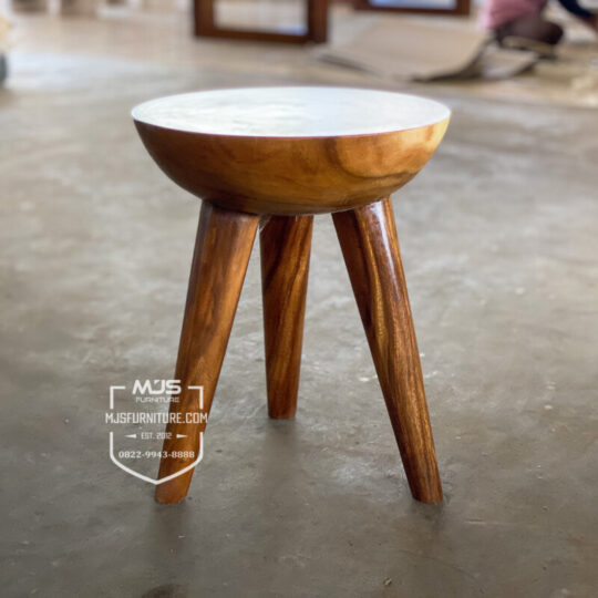 kursi stool setengah bola kayu solid