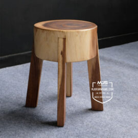 kursi stool bundar kayu trembesi solid