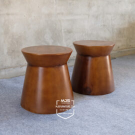 stool kayu trembesi solid bundar