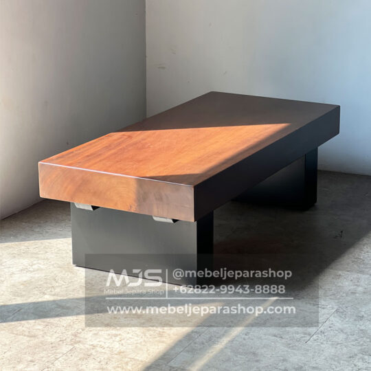 coffee table kayu solid kotak tebal utuh