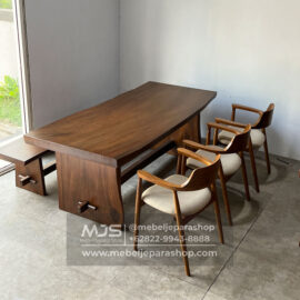 set meja makan kayu trembesi elegan